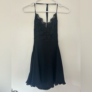 Bebe Fit and Flare Mini Halter Dress